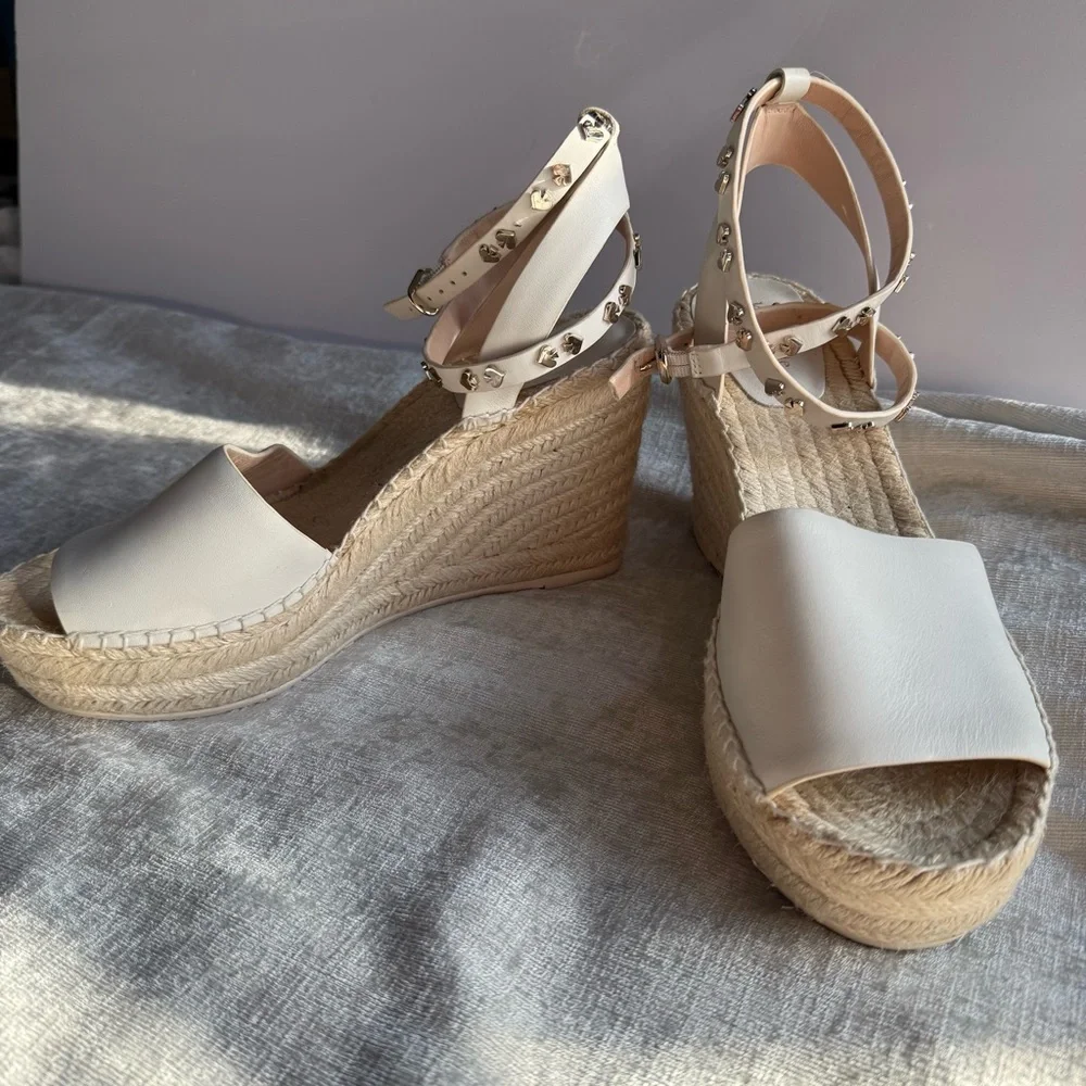 Kate Spade Cream Espadrille Shoes with Suede Finish (9.5)